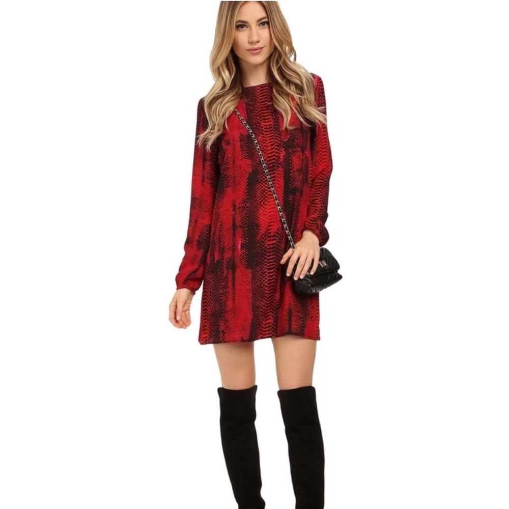 Bb Dakota | Vasha Red Snakeskin Print Shift Dress
